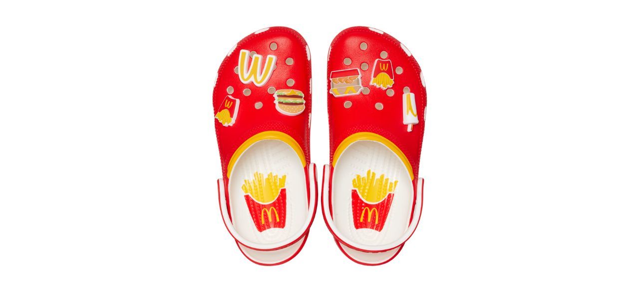 red, McDonald's themed Crocs clogs