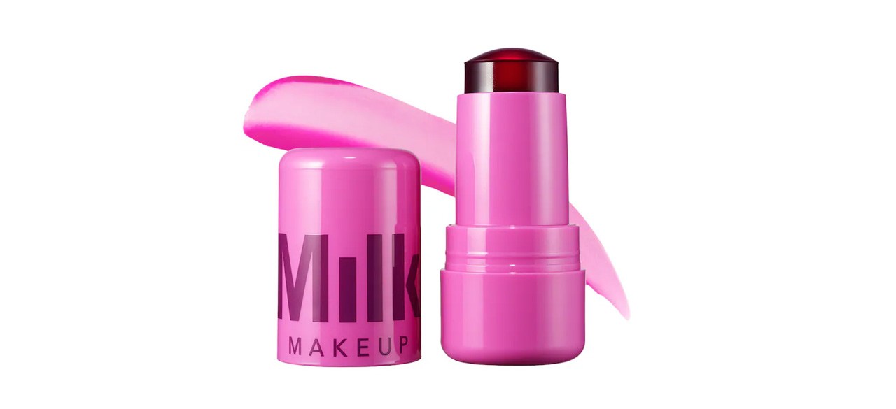 Pink tube of Milk Makeup Cooling Water Jelly Tint on white background