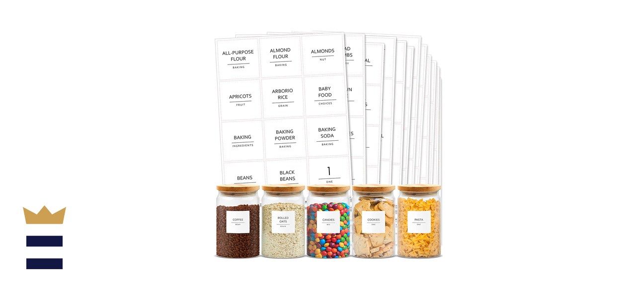 Minimalist Vinyl Pantry Labels Set on White Matte Backing