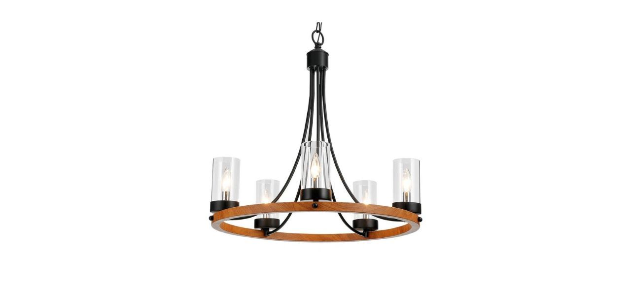 Laurel Foundry Modern Farmhouse Duran Five-Light Wagon Wheel Chandelier