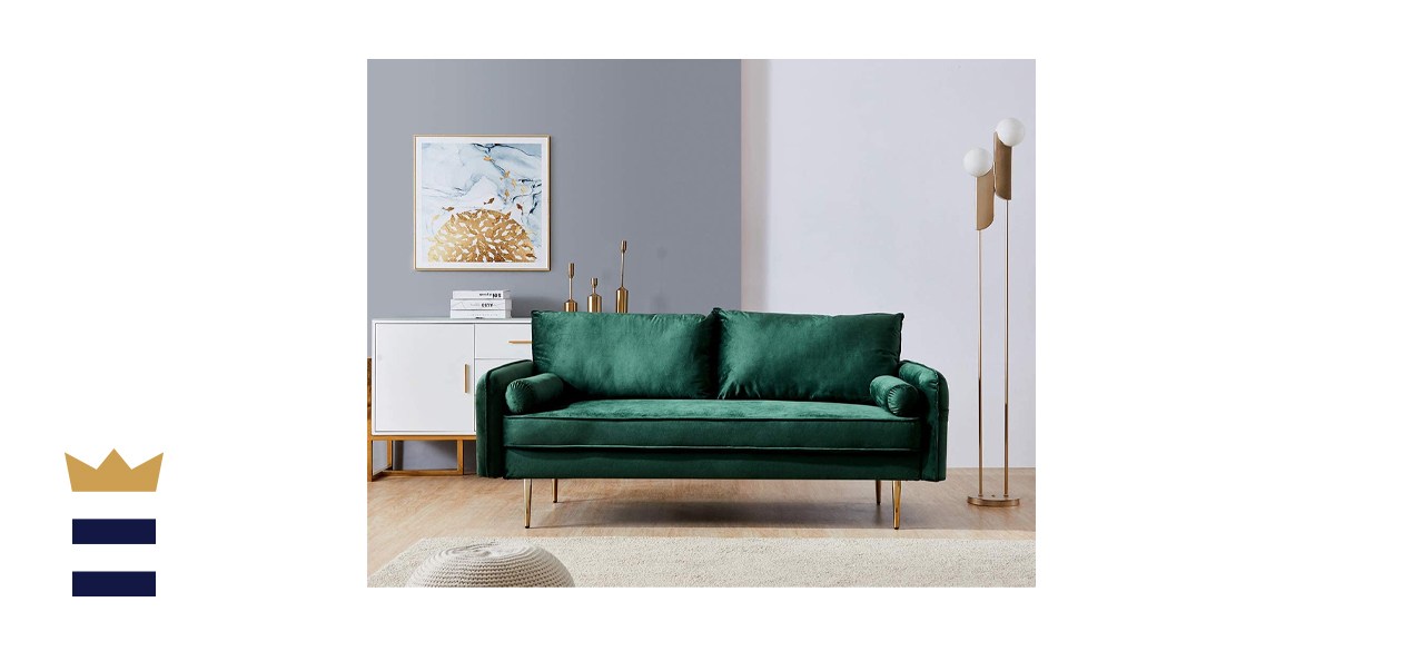 Modern Velvet Loveseat in Green