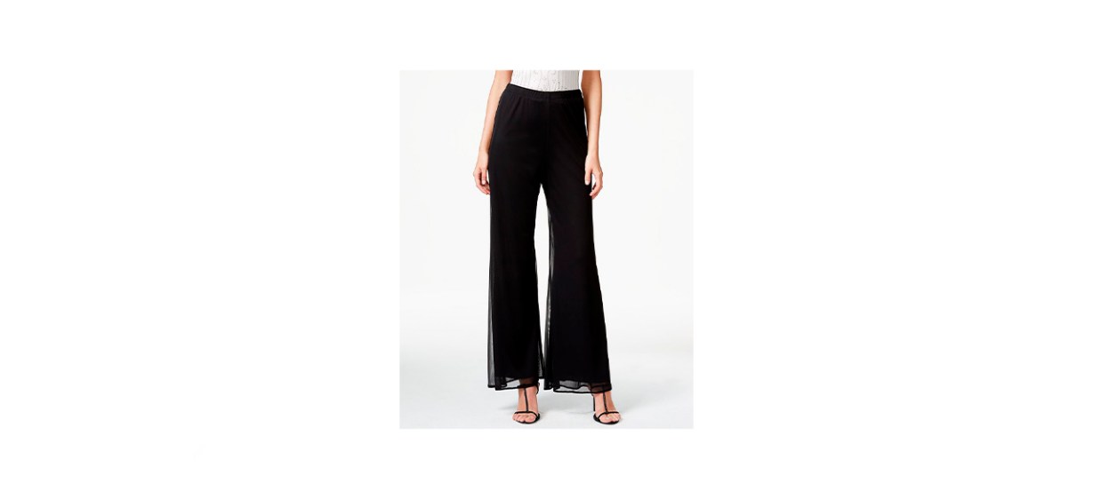 MSK Mesh Wide-Leg Dress Pants