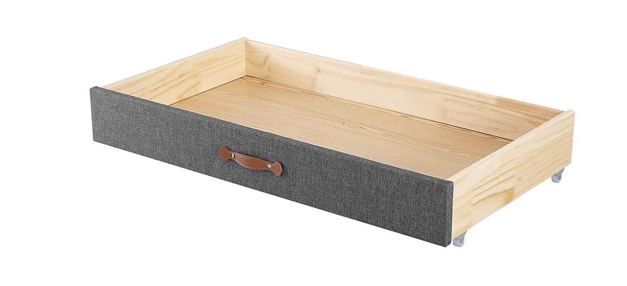 MUSEHOMEINC Upholstered Solid Wood Under Bed Storage Drawer