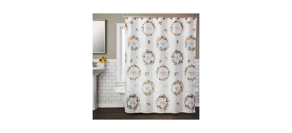 Nature's Harvest 70-Inch x 72-Inch Shower Curtain with Hooks Set