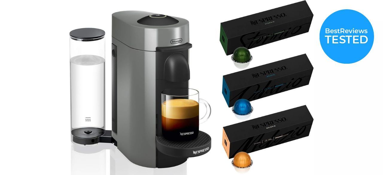 Nespresso VertuoPlus Coffee and Espresso Machine Bundle on white background