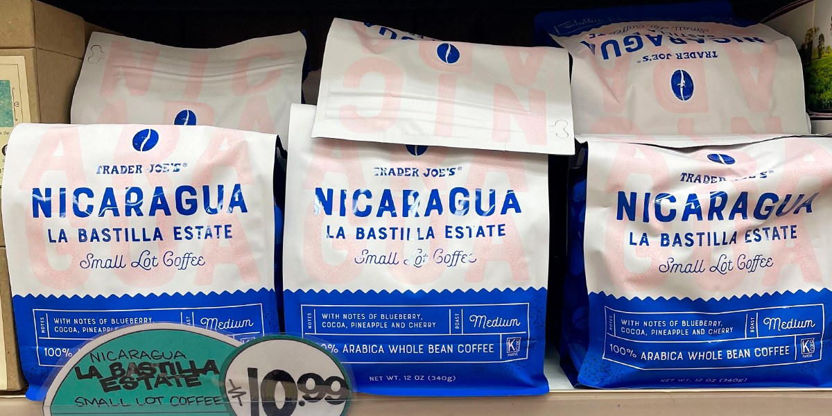 Bags of Nicaragua Bastilla Estate Coffee on shelf