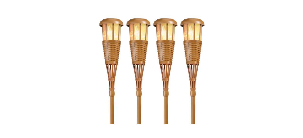 Newhouse Lighting Solar Island Tiki Torches, Set of 4