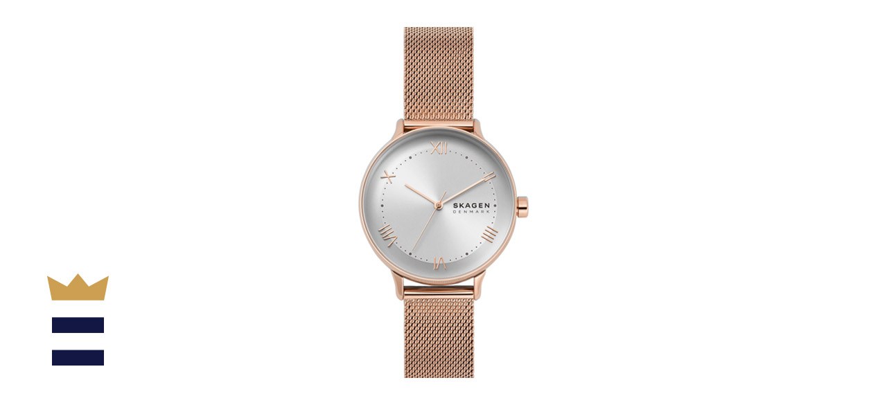 Nillson Rose Gold-Tone Stainless Steel Mesh Bracelet Watch