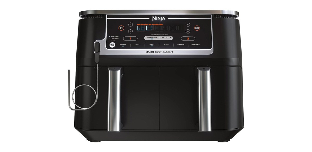 Black Ninja Foodi 10-Quart 6-in-1 DualZone Smart XL Air Fryer on white background