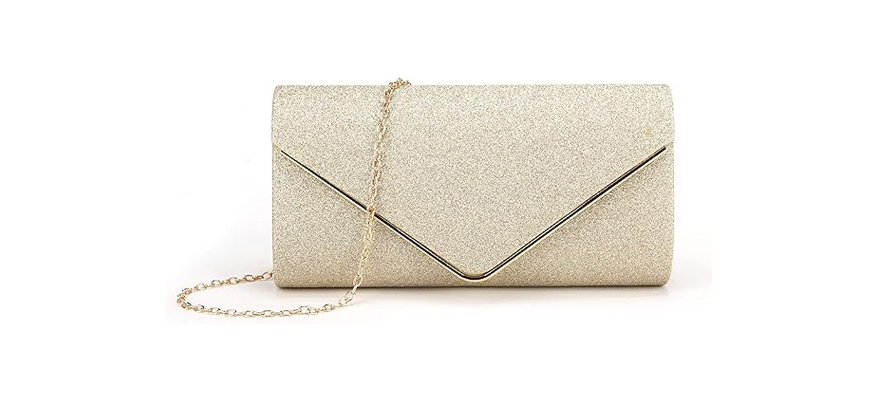 Yumi Gold Sparkle Envelope Clutch Bag