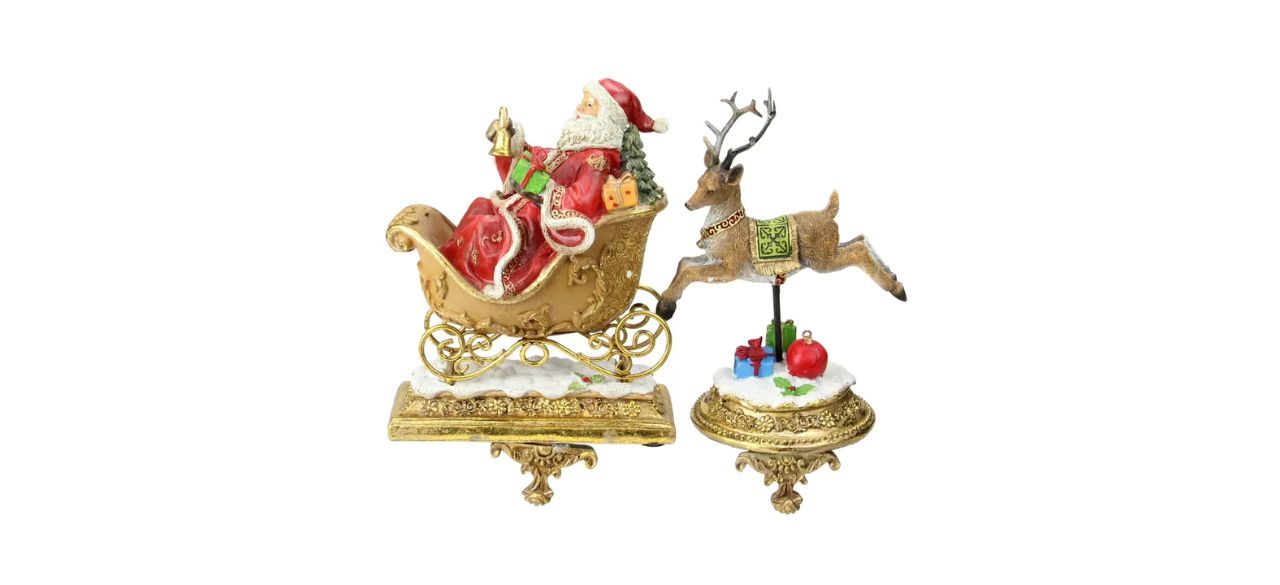 Northlight Set of Two Santa and Reindeer Glittered Christmas Stocking Holders