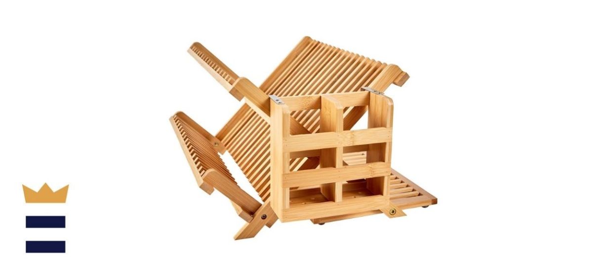 Novayeah Bamboo Dish Drying Rack With Utensil Holder