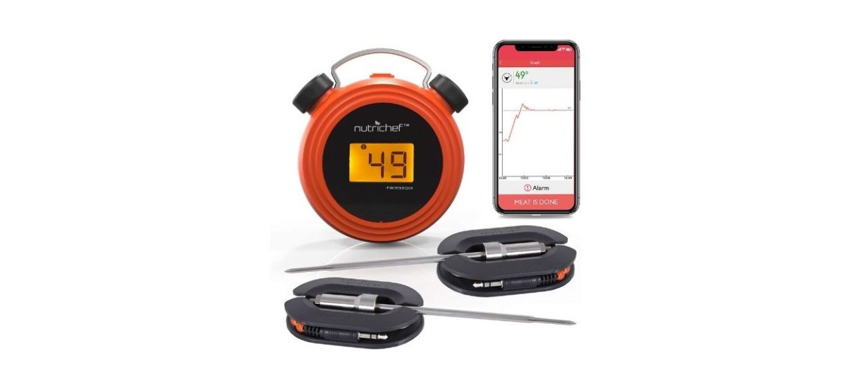 Nutrichef Bluetooth BBQ Grill Thermometer withDual Probes 