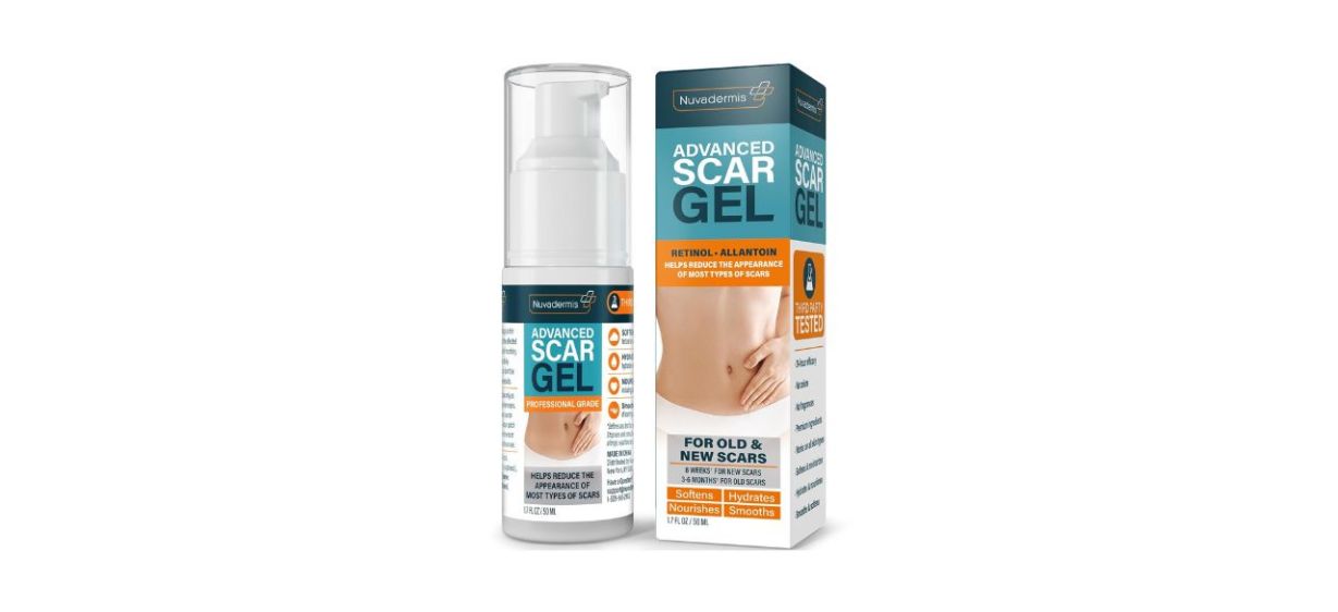 NUVADERMIS Scar Cream Gel on white background NUVADERMIS Scar Cream Gel on white background