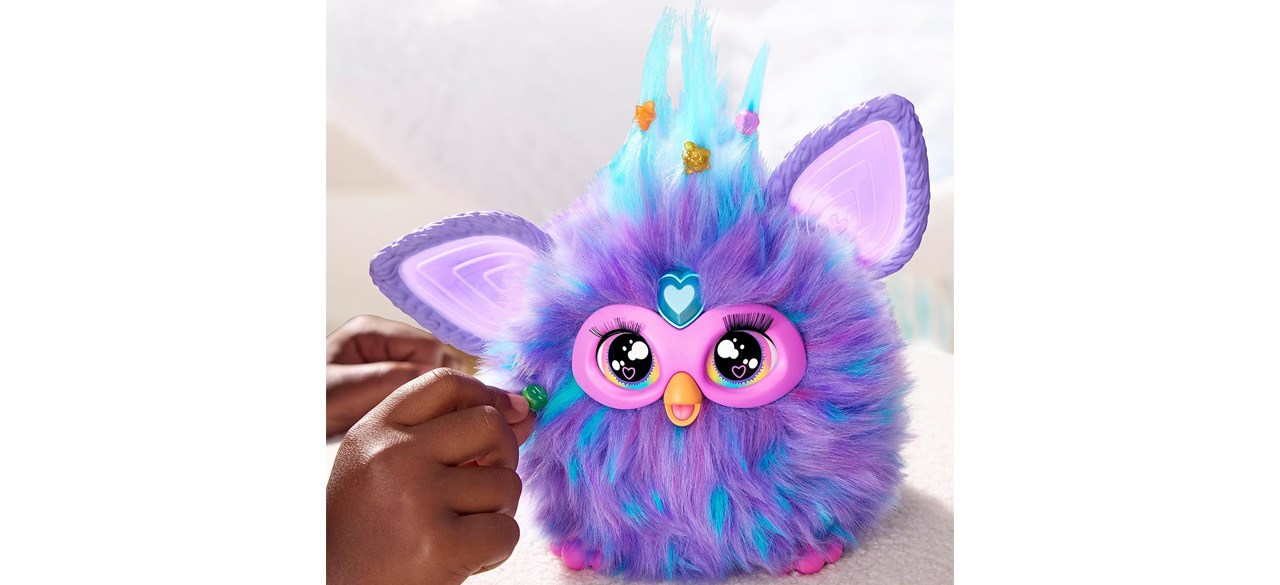 Purple and blue Furby toy