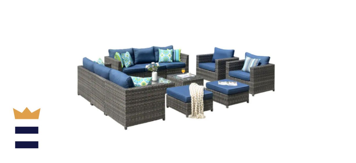 Ontario Lake Gray 12-Piece Wicker Outdoor Conversational Patio Chair Set