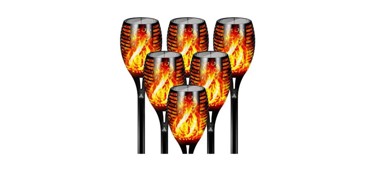 Otdair LED Solar Tiki Lights, Set of 6