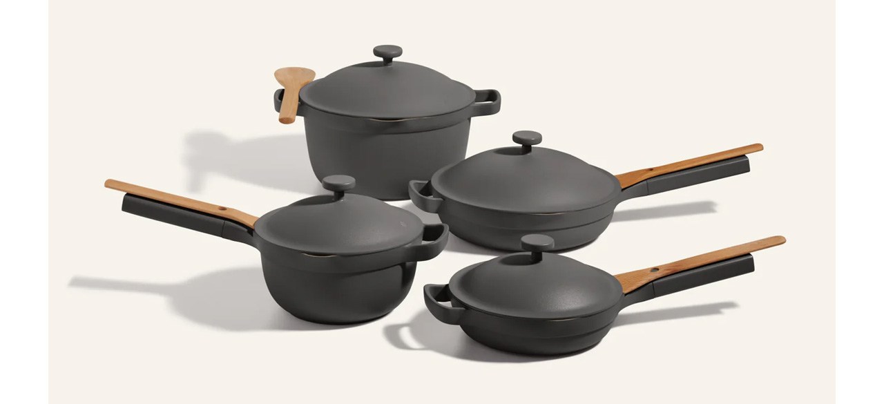 Our Place Cookware Set on beige-gray background