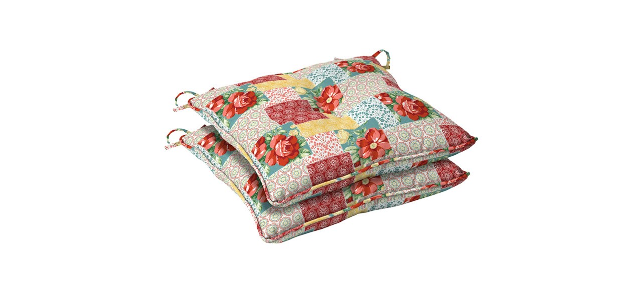 Best The Pioneer Woman Multicolor Floral Patchwork Outdoor Seat Pad Pack