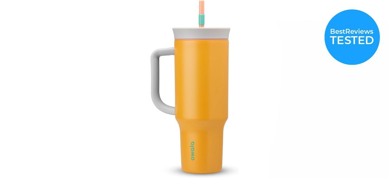 Owala Stainless Steel Triple-Layer Insulated Travel Tumbler on white background