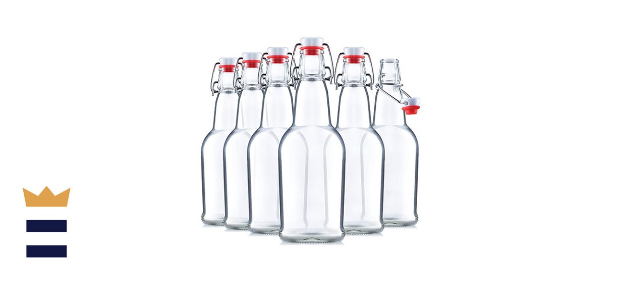 Paksh Novelty Six-Pack of 16-Ounce Swing Top Glass Beer Bottles