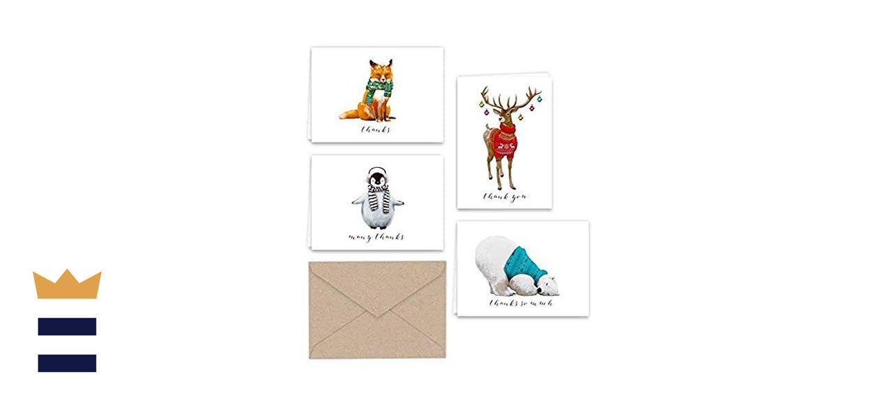 Paper Frenzy Winter Animals Thank You Cards