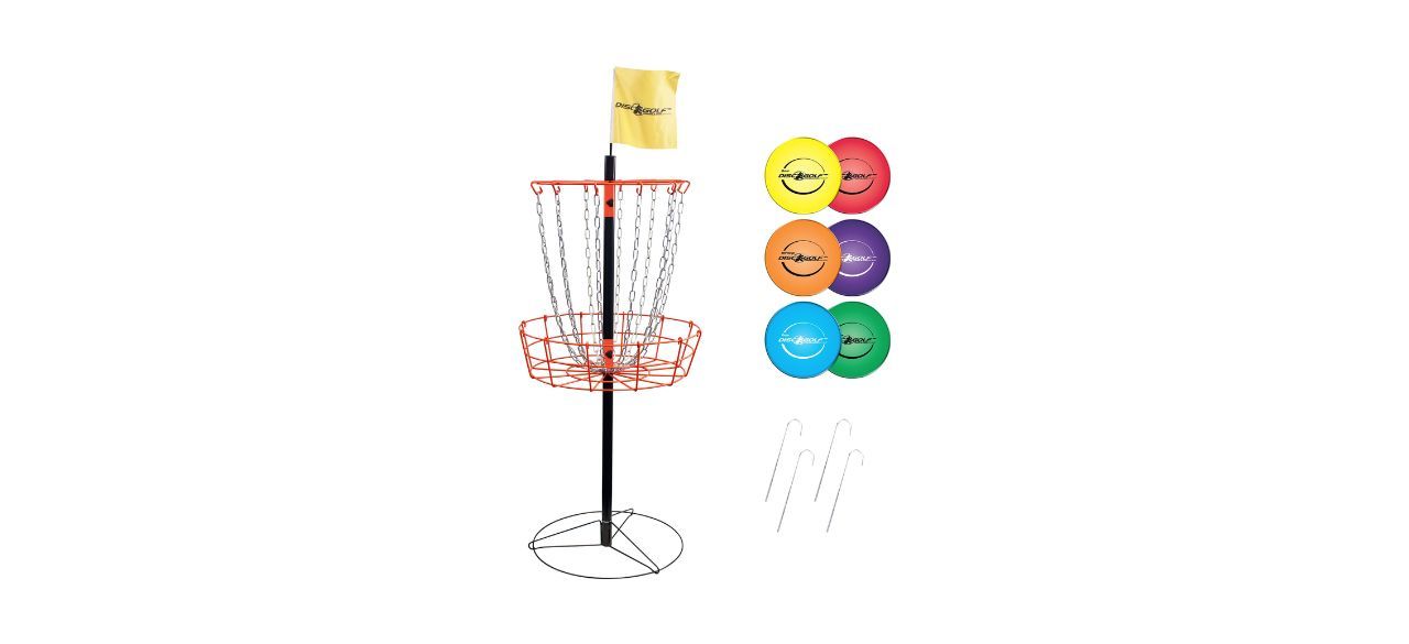 Park & Sun Sports Portable Disc Golf Basket and Disc Set