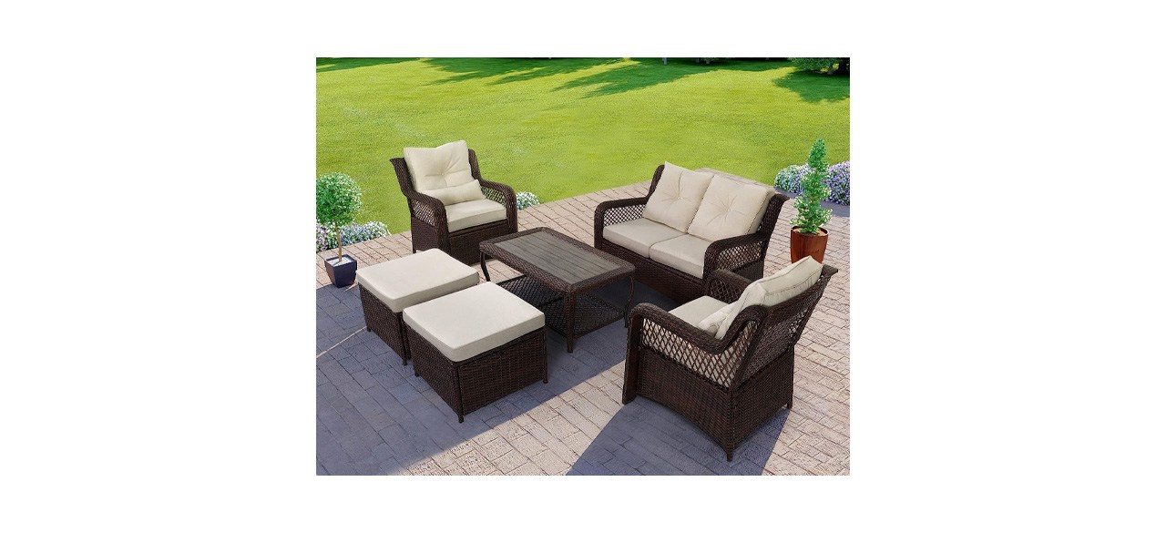 Homrest Rattan Outdoor Patio Conversation Set