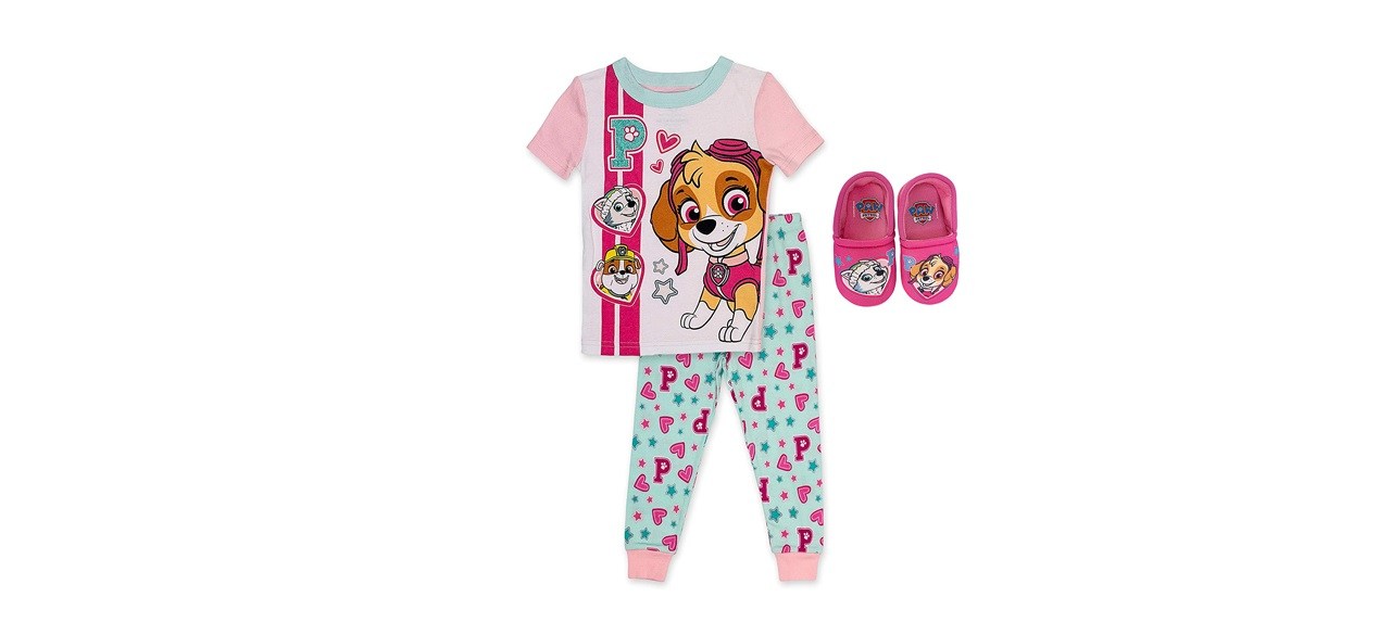 PAW Patrol 2-Piece Pajama Set with Slippers Bundle