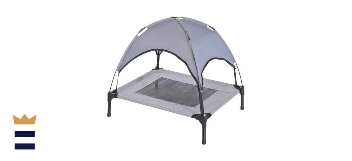 PawHut Elevated Portable Dog Cot With UV Protection Canopy Shade