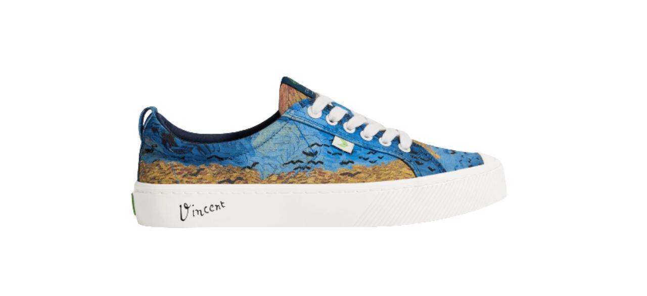 canvas low sneakers with scenes of a wheat field and crows