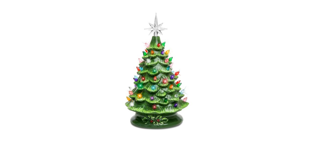 Best Choice 15-inch Ceramic Christmas Tree decoration on white background