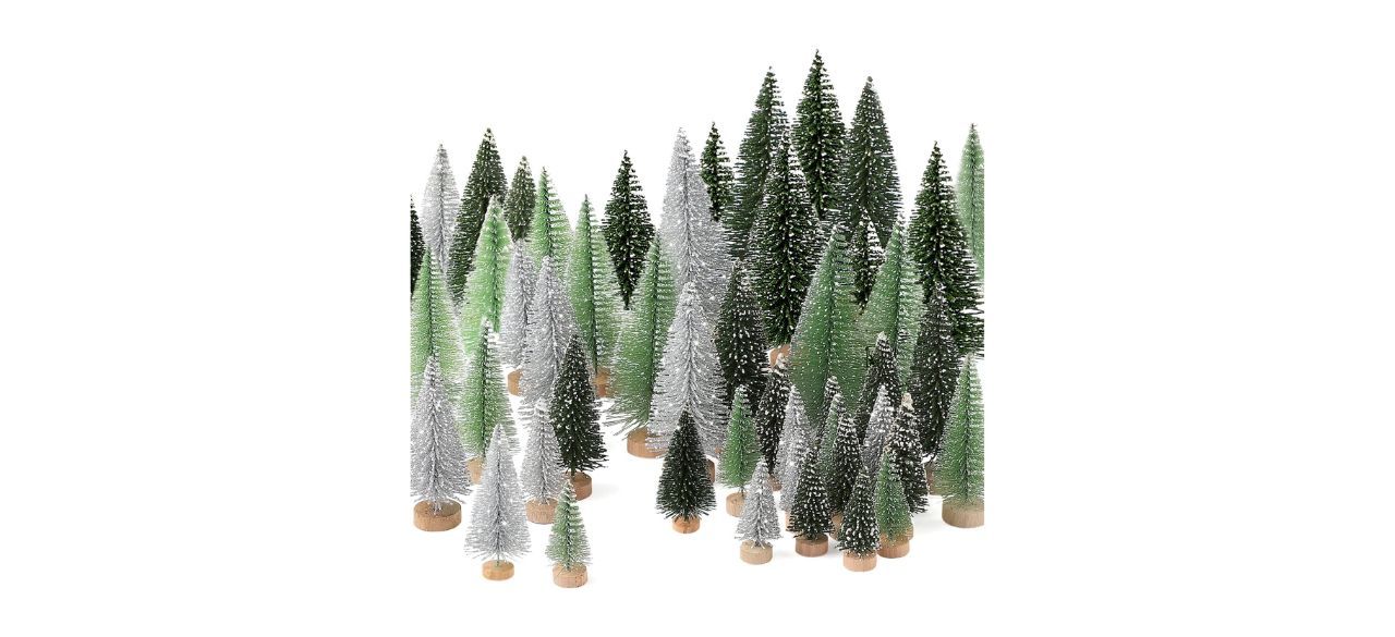 Hatisan Mini Bottle Brush Trees for Christmas in silver, dark green and light green