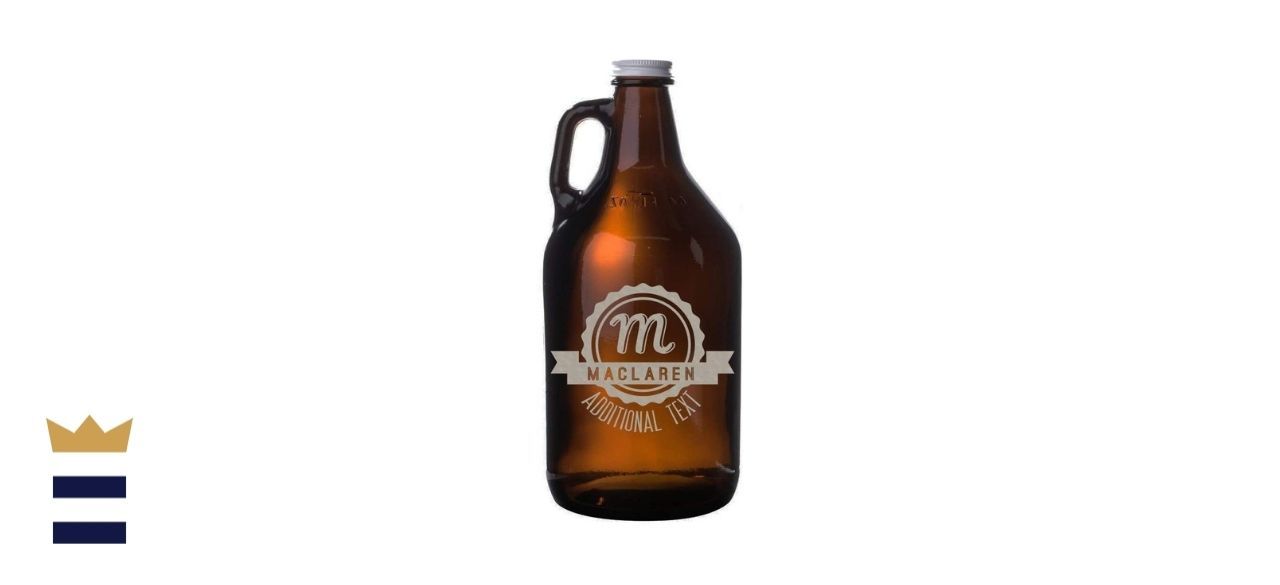 Personalized Etched 64oz Amber Beer Growler