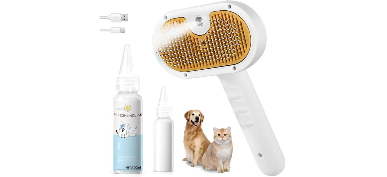 Pet Steam Brush for Dog & Cat on white background