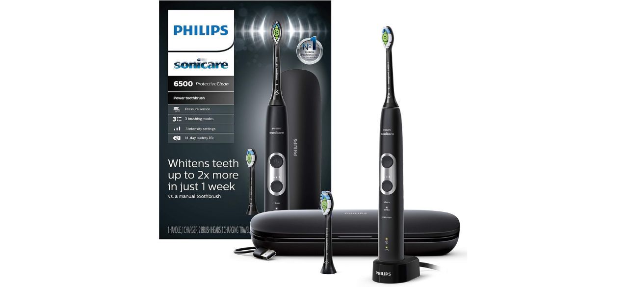 PHILIPS Sonicare ProtectiveClean 6500 Rechargeable Electric Power Toothbrush on white back