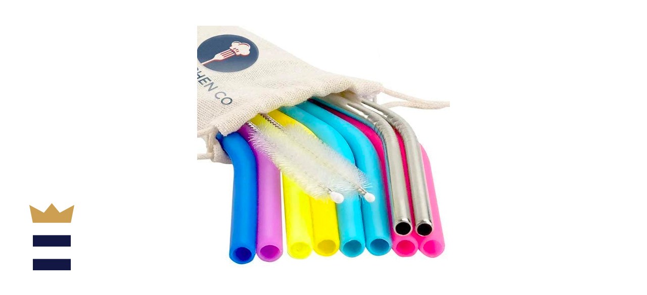 Ello Impact BPA-Free Plastic Reusable Straws with Cleaning Brush