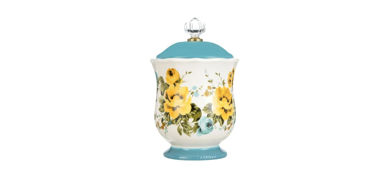 The Pioneer Woman Rose Shadow Canister with Acrylic Knob on white background