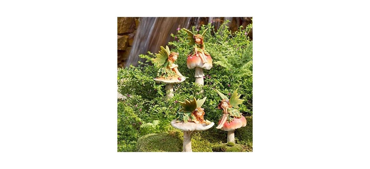 Plow & Hearth Fairies on Mushrooms Garden Stakes