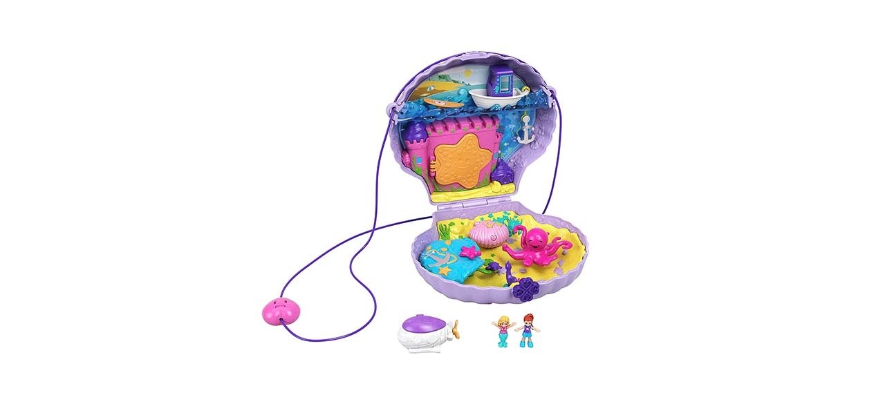 Polly Pocket Tiny Power Seashell Purse Compact on white background