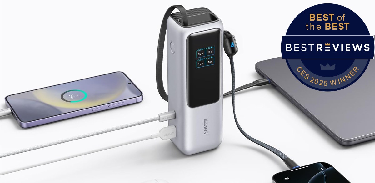 Anker Power Bank (25K, 165W, Built-In and Retractable Cables)