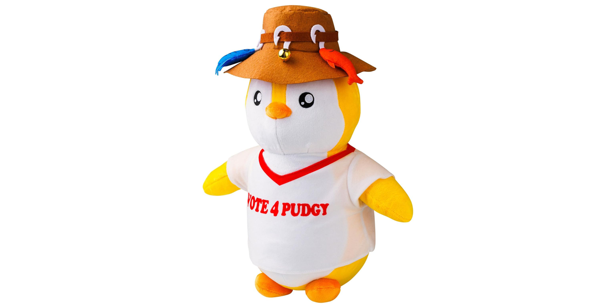 Pudgy penguin toy on white background