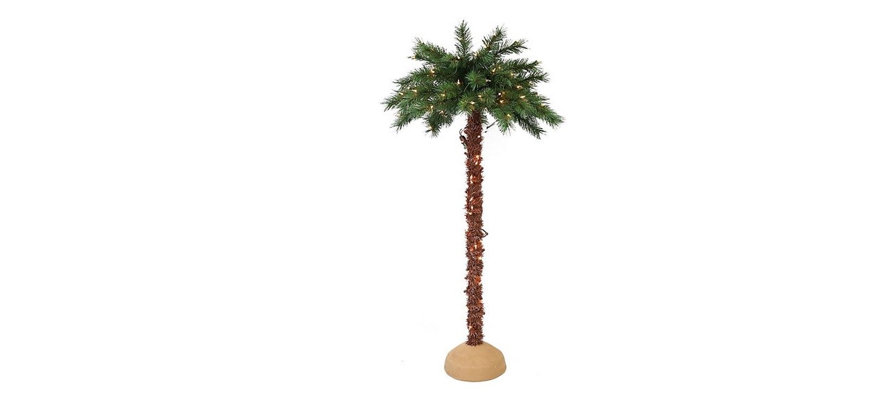 Puleo International Pre-Lit Artificial Palm Tree