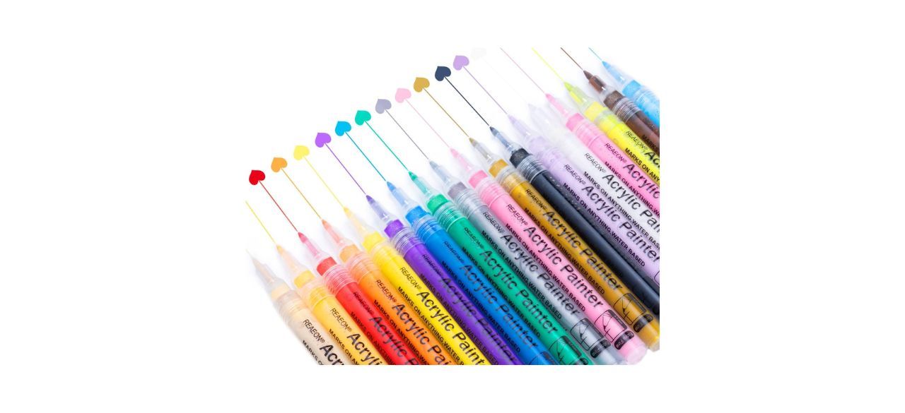 A set of 18 fine-tipped acrylic paint pens in various bright colors