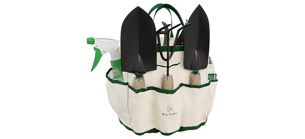 Pure Garden Eight-Piece Garden Tool and Tote Set