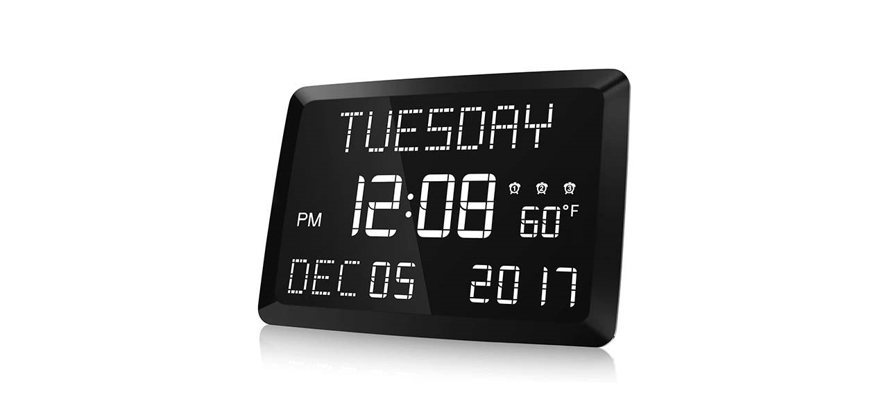 Raynic 11.5 Inch Large LED Dimmable Word Display Digital Wall Clock