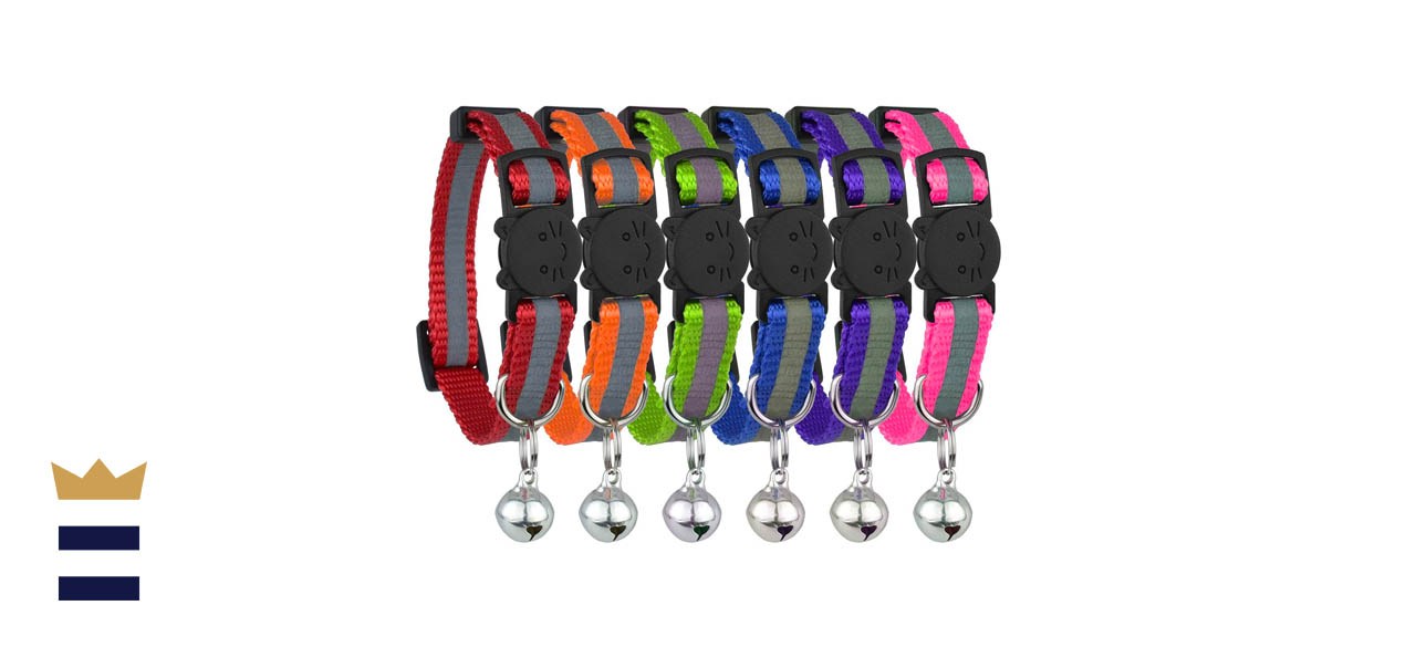 Reflective Cat Collar with Bell, Set of 6