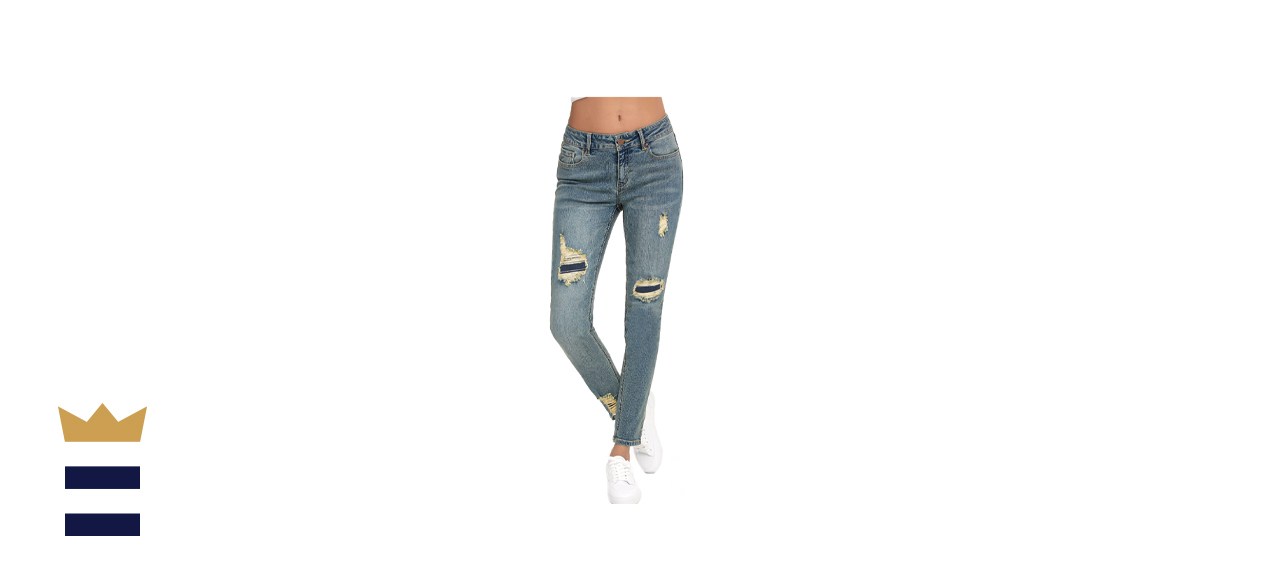 Resfeber Women_s Ripped Boyfriend Jeans Cute Distressed Jeans Stretch Skinny Jeans with Hole