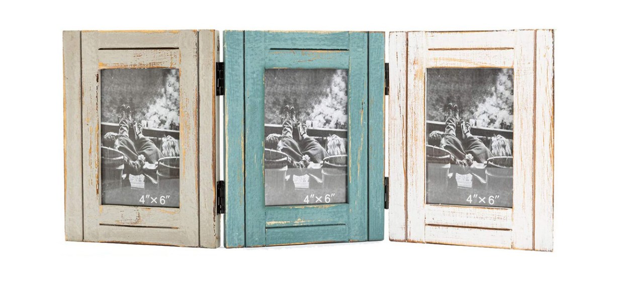 RiteSune Rustic Trifold Picture Frame