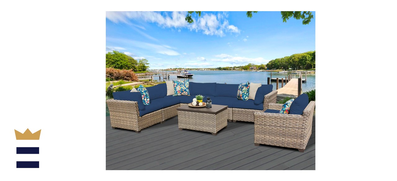 Rochford Wicker Rattan 7 Person Seating Group with Cushions